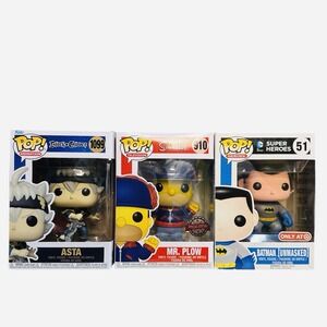 Funko Pop Lot Batman‎ Unmasked Target Asta Black Clover Mr Plow (3)